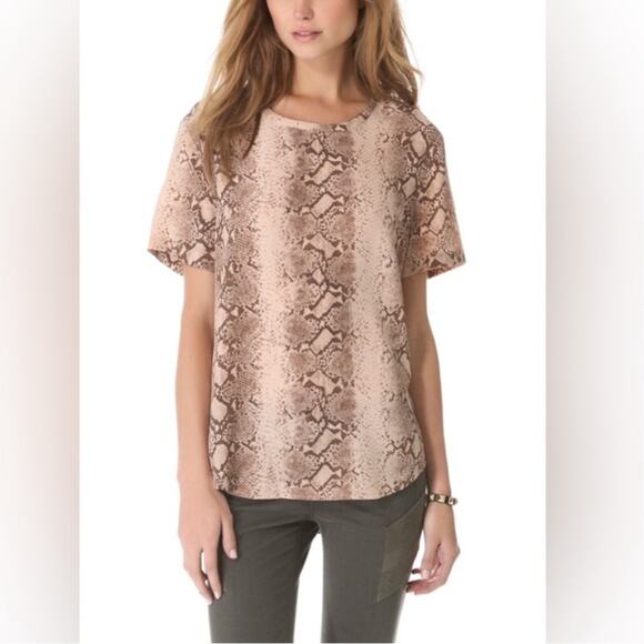 NWT Equipment 100% silk Python Riley Tee in Nude xsmall - Picture 6 of 16